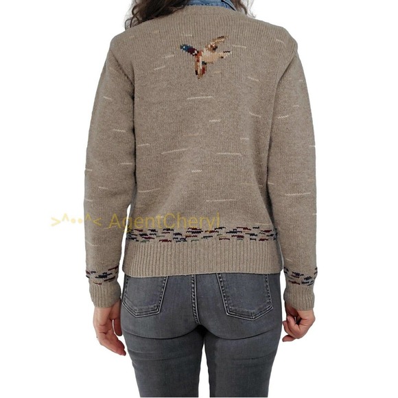 Lauren Ralph Lauren Lambswool Cardigan Hand Knit Mallard Duck Hunting M H13900 - Picture 10 of 11